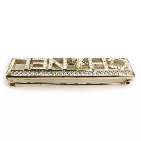 Auth CHANEL Logo Star Brooch Gold/Silver Metal/Rhinestone - Picture 8 of 16